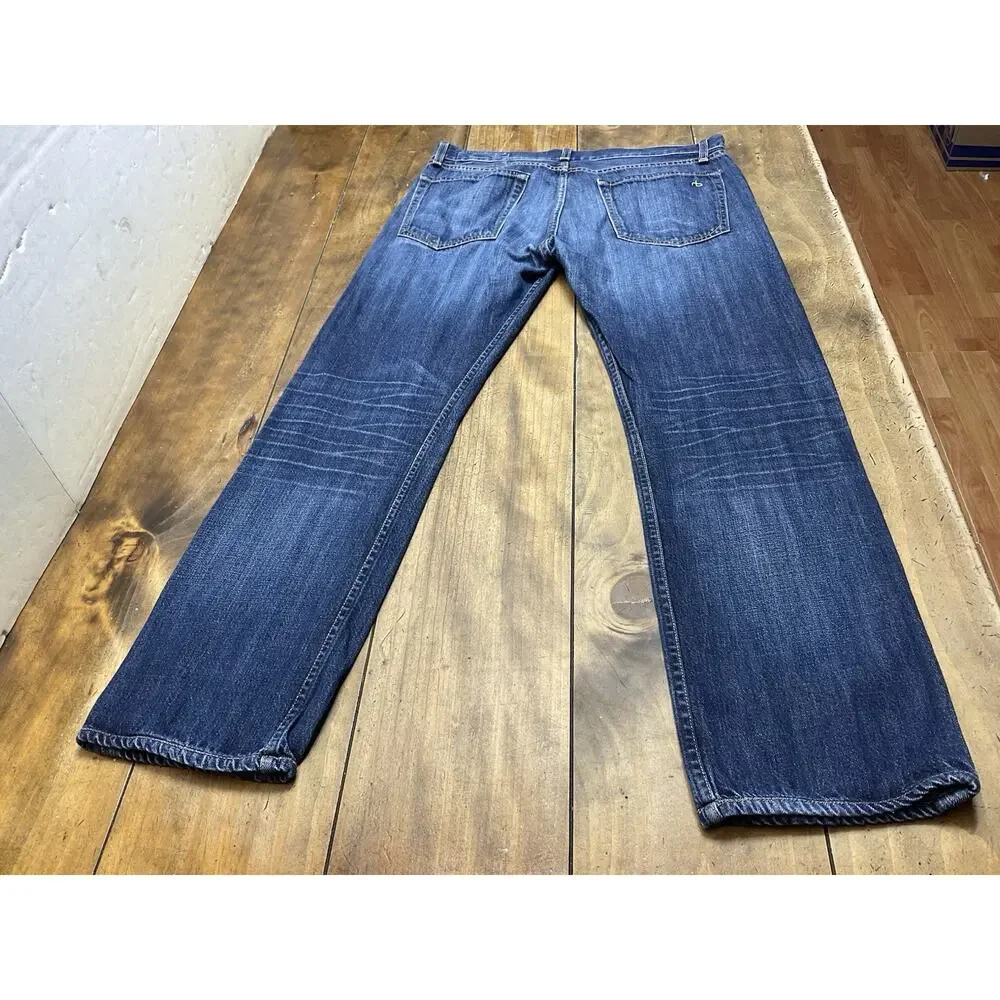 Rag & Bone RB15X Mens Jeans Size 34 Cotton Blue Slim Straight Tailored Workwear